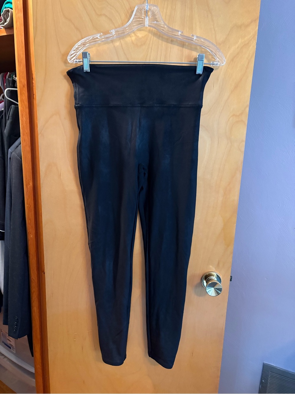 Spanx Women's High-Waist Black Faux Leather Leggings